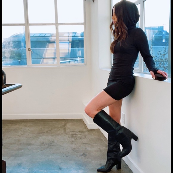 Hooded Rib Knit Dress - Picture 3 of 4